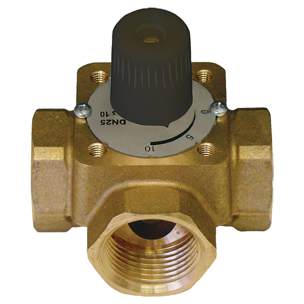 Three-way mixing valve with handle