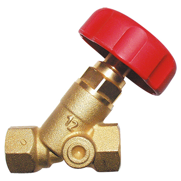 STRÖMAX-D, shutoff valve with inclined body, model with long threaded sockets