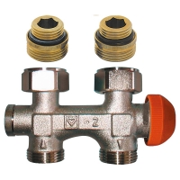 HERZ-3000 connection part with pre-settable upper thermostatic insert, straight model for two-pipe operation