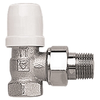 HERZ-DR-T-90 radiator control valve with lockshield cap, angle model