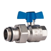 Ball valve with t-handle, straight version, blue, PN 25