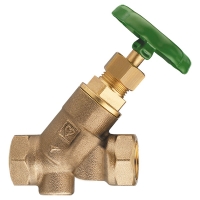 STRÖMAX-W shutoff valve with inclined body and threaded sockets, Rp (female thread)